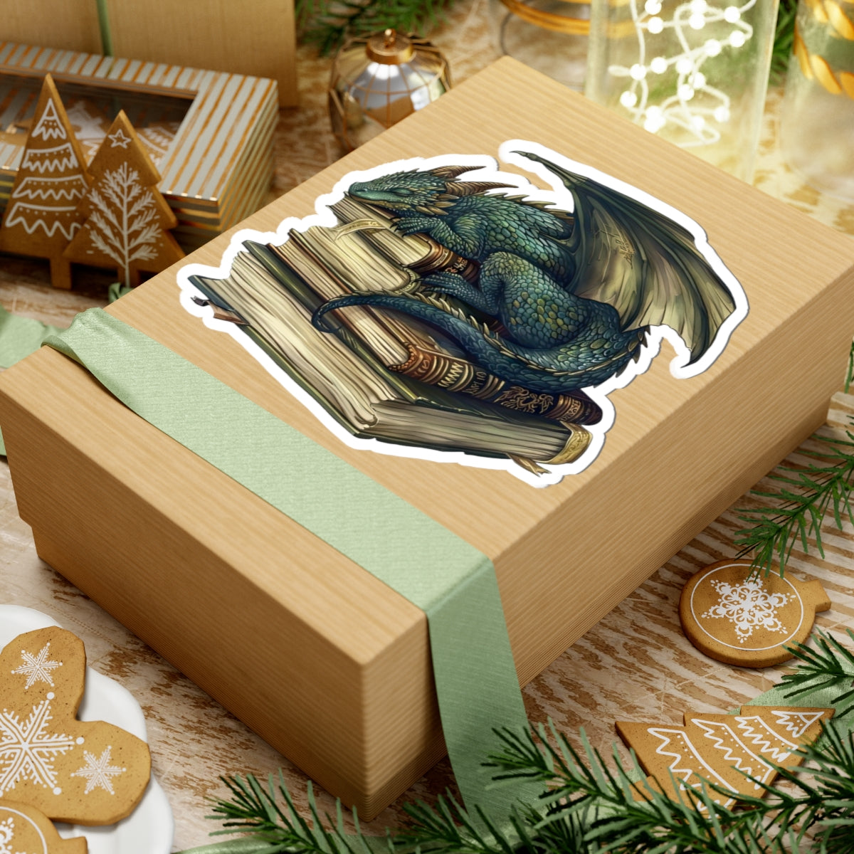 Sleeping Green Dragon sticker | Kiss-Cut Sticker, Books, Fantasy, Librarian