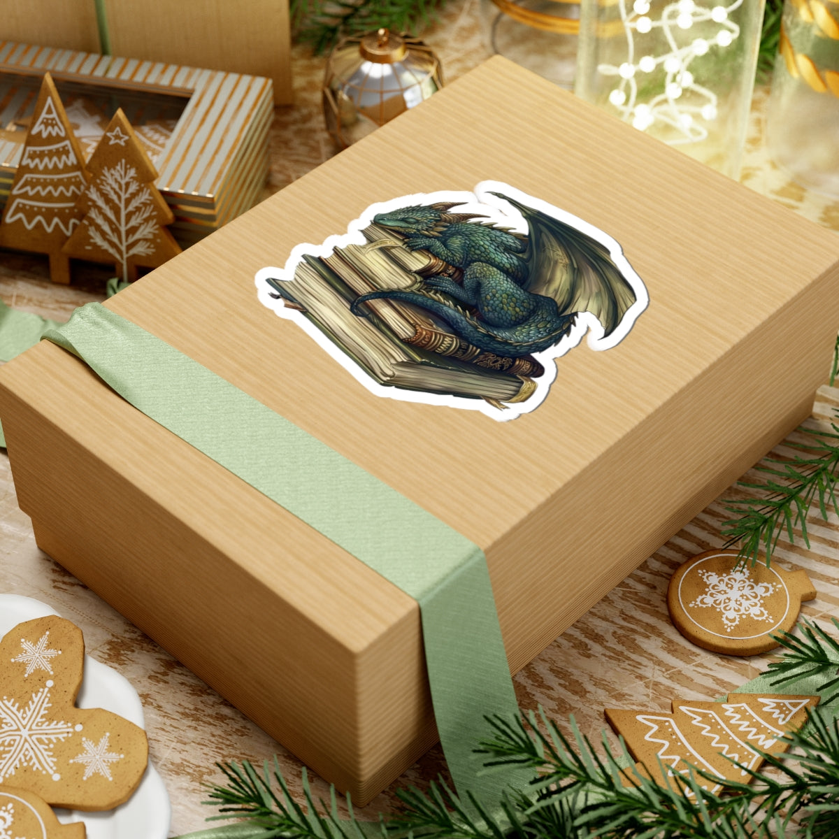 Sleeping Green Dragon sticker | Kiss-Cut Sticker, Books, Fantasy, Librarian